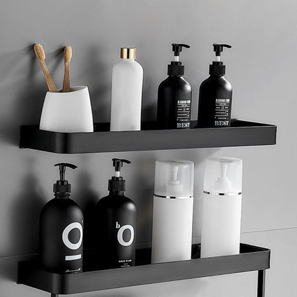 Modern Matt Black Bathroom Accessories Set with Multiple Shelf Options | Durable Stainless Steel for Stylish Organization 1