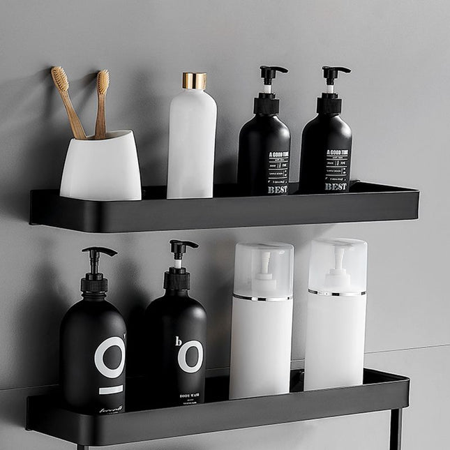 Modern Matt Black Bathroom Accessories Set with Multiple Shelf Options | Durable Stainless Steel for Stylish Organization 1