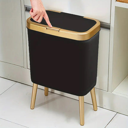 Modern Odour-Sealing Trash Can | 15L Stylish Waste Bin with Elevated Legs for Clean Living Spaces 1