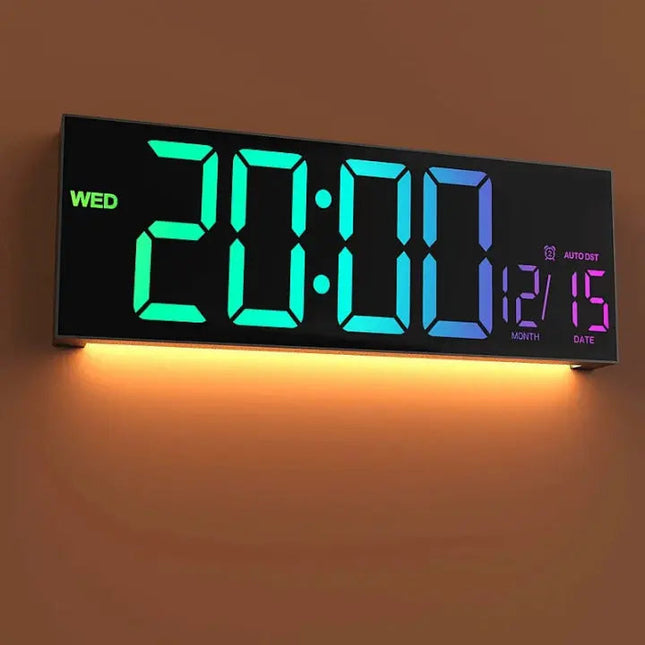 Modern RGB Wall Clock with Large LED Display & Remote Control | Stylish Timepiece for Home Ambiance 1