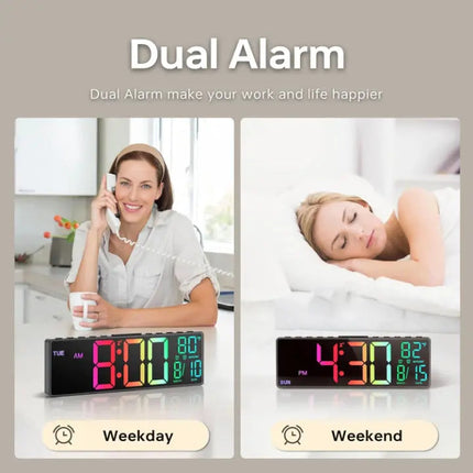 Modern RGB Wall Clock with Large LED Display & Remote Control | Stylish Timepiece for Home Ambiance 4