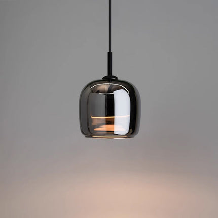 Kitchen Island Pendant Light, Black Smoked Glass Pendant Lamp, Modern Hanging Light for Dining Table and Hallway