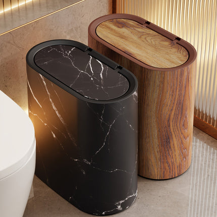 Modern Waste Bin | Bathroom Trash Can with Covered Lid | Slim Design for Compact Spaces 1