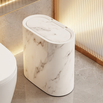 Modern Waste Bin | Bathroom Trash Can with Covered Lid | Slim Design for Compact Spaces 2