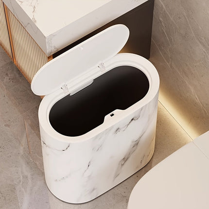 Modern Waste Bin | Bathroom Trash Can with Covered Lid | Slim Design for Compact Spaces 5