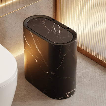 Modern Waste Bin | Bathroom Trash Can with Covered Lid | Slim Design for Compact Spaces 9