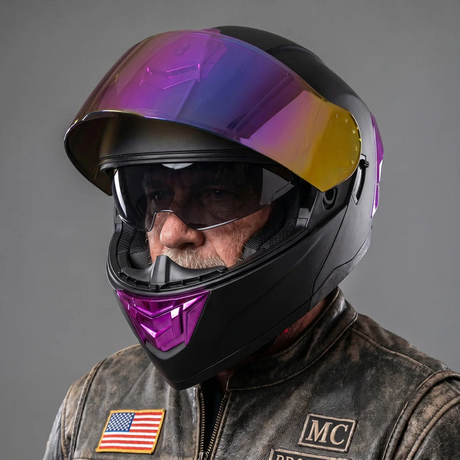 Modular Helmet | Iridescent Purple Design with Flip-Up Chin | Stylish Safety for Daily Rides 1