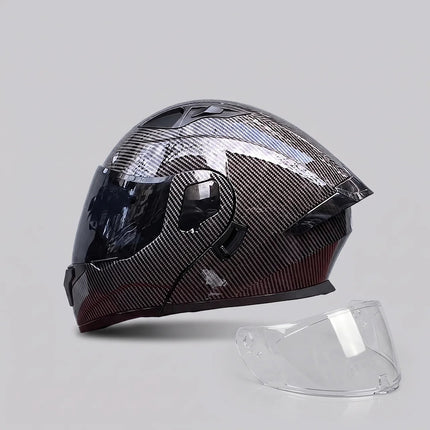 Modular Motorcycle Helmet | Carbon-Style Design with Dual Visors | Comfortable Coverage for Daily Rides 0