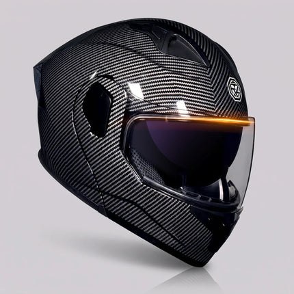 Modular Motorcycle Helmet | Carbon-Style Design with Dual Visors | Comfortable Coverage for Daily Rides 2