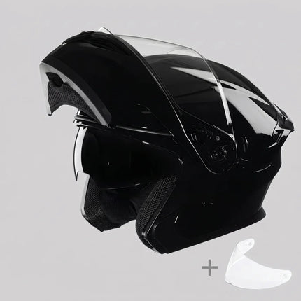 Modular Riding Helmet | Gloss Black Dual Visor Design for Enhanced Visibility and Comfort 0