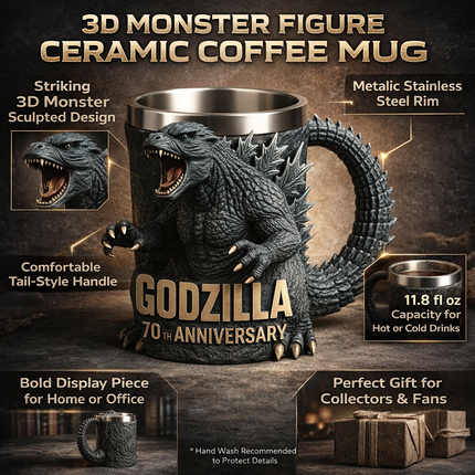 Monster Mug | 3D Sculpted Ceramic Coffee Cup with Unique Design | Fun Drinkware for Home and Office 3