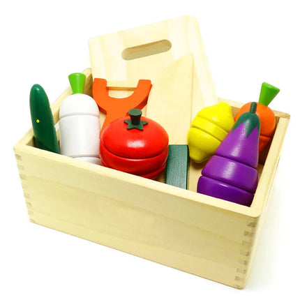 Montessori Kitchen Toy Set | Wooden Fruits & Vegetables with Cutting Functionality | Eco-Friendly Play Food for Skill Development 3