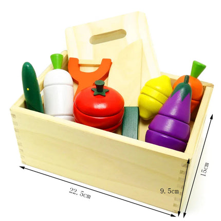 Montessori Kitchen Toy Set | Wooden Fruits & Vegetables with Cutting Functionality | Eco-Friendly Play Food for Skill Development 7
