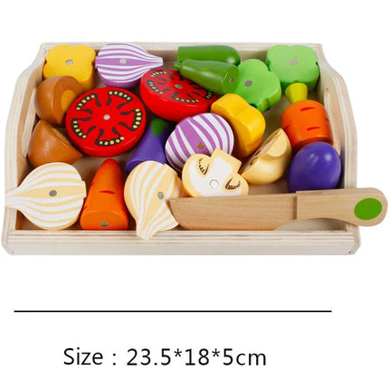 Montessori Kitchen Toy Set | Wooden Fruits & Vegetables with Cutting Functionality | Eco-Friendly Play Food for Skill Development 8