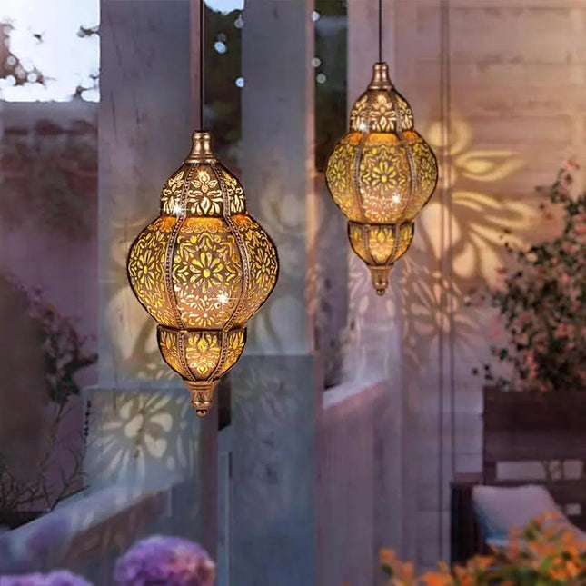 Moroccan Solar Lanterns | Artisan-Crafted Outdoor Lights with Automatic Activation | Weatherproof Design for Year-Round Ambiance 1