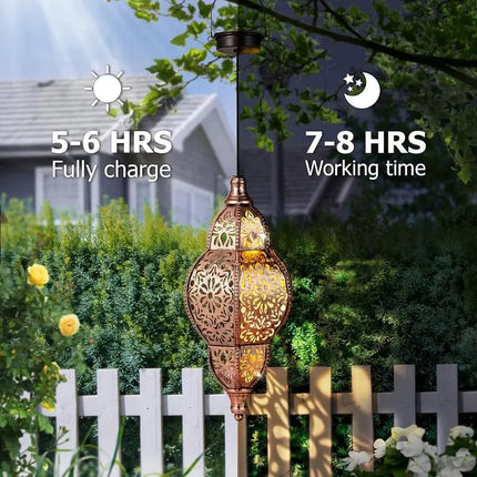 Moroccan Solar Lanterns | Artisan-Crafted Outdoor Lights with Automatic Activation | Weatherproof Design for Year-Round Ambiance 3