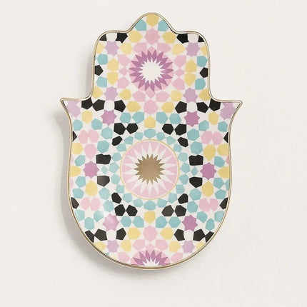 Ceramic Trinket Dish, Mosaic Hamsa Ring Dish, Decorative Tray, Jewelry Organizer and Incense Holder, Housewarming Gift