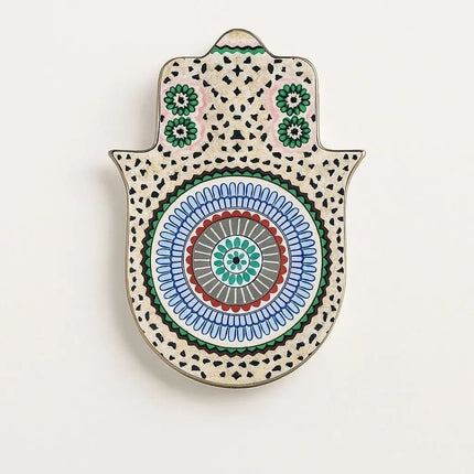 Ceramic Trinket Dish, Mosaic Hamsa Ring Dish
