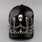 Moto Cap | Leather-Look Motorcycle Cap with Skull Details | Bold Style for Riders 0