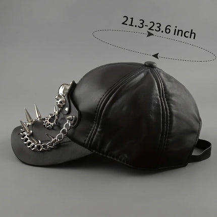 Moto Cap | Leather-Look Motorcycle Cap with Skull Details | Bold Style for Riders 3