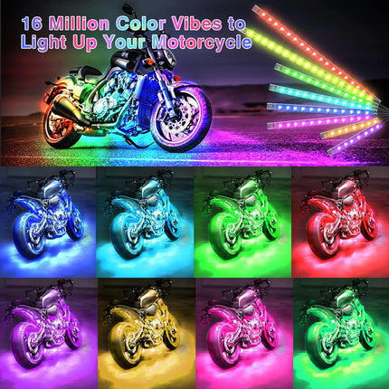 Motorcycle LED Light Kit | 12-Piece Set with Brake & Turn Signal | Colorful Lighting for Enhanced Visibility 3