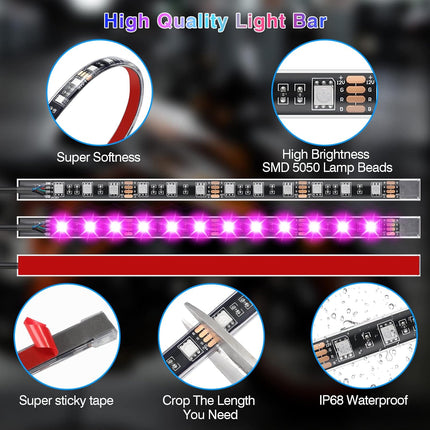 Motorcycle LED Light Kit | 12-Piece Set with Brake & Turn Signal | Colorful Lighting for Enhanced Visibility 4