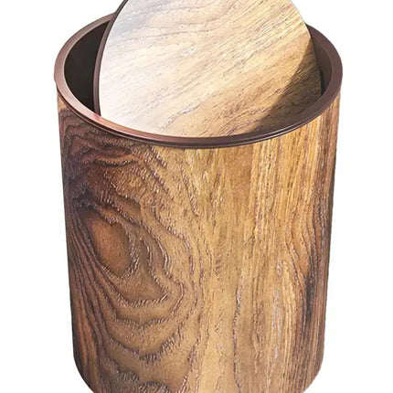 Trash Bin with Swing Lid, Wood Look Bathroom Trash Can with Lid – image 5