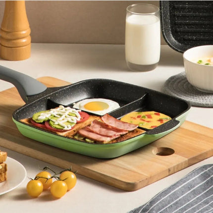 Breakfast Skillet with 4 Sections, Non Stick Pan for Eggs and Sausage