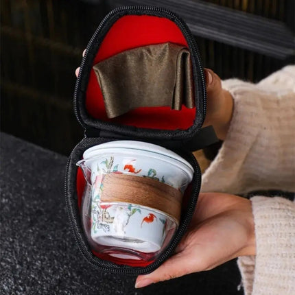 Travel Tea Set with Case, Porcelain Tea Infuser Cup with 3 Teacups – image 8