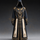 Halloween Costumes for Men, Mens Medieval Costume with Hood, Black Hooded Robe with Celtic Details, Cosplay Costume