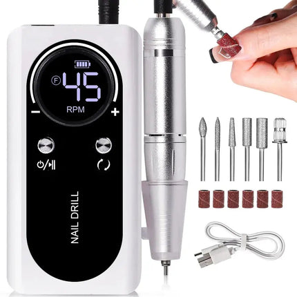 Nail Care Pro | Electric Nail File with 45000RPM & Rechargeable Battery | Low Noise for Effortless Manicures 0