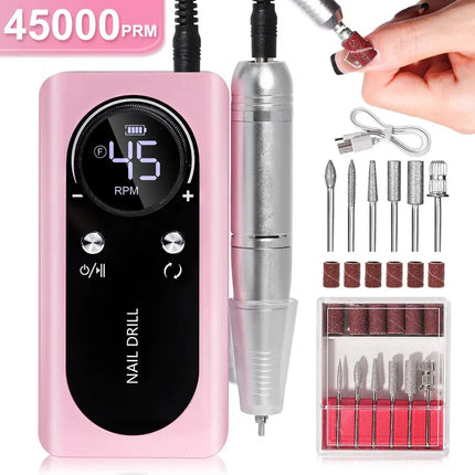 Nail Care Pro | Electric Nail File with 45000RPM & Rechargeable Battery | Low Noise for Effortless Manicures 10