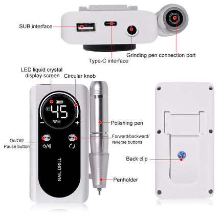 Nail Care Pro | Electric Nail File with 45000RPM & Rechargeable Battery | Low Noise for Effortless Manicures 4