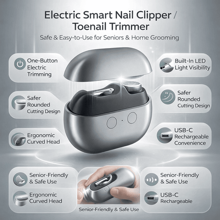 Nail Care Trimmer | Rechargeable Electric Nail Clipper with LED Light | Ergonomic Design for Effortless Grooming 2
