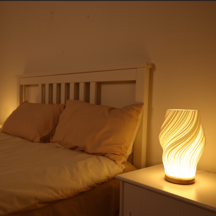Dimmable Wavecrest Lamp with USB Power | Contemporary Wooden Base for Customizable Lighting