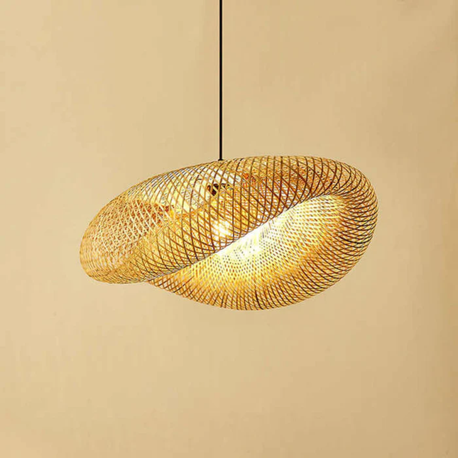 Natural Elegance | Rattan Pendant Light with Adjustable Height | Organic Bamboo Design for Cozy Kitchen Pendant Lighting 0