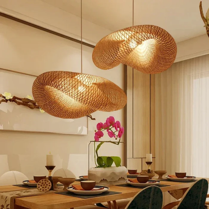 Natural Elegance | Rattan Pendant Light with Adjustable Height | Organic Bamboo Design for Cozy Kitchen Pendant Lighting 5
