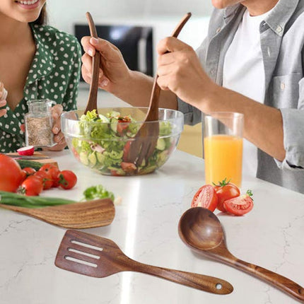 Natural Teak Wood Kitchen Utensil Set with Durable Design | 8-Piece Collection for Effortless Cooking 2