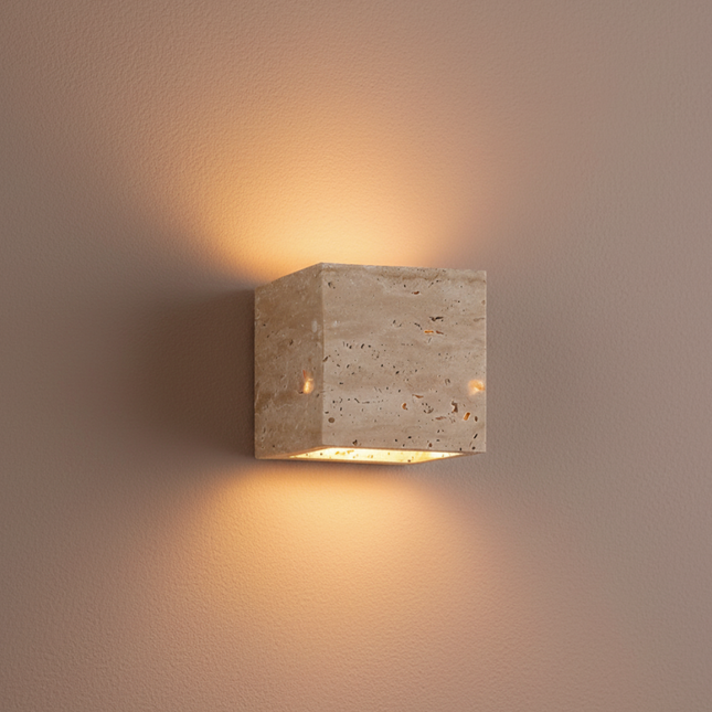 Natural Travertine Wall Light Sconce | Minimalist Design with Up-and-Down Glow for Indoor and Outdoor Ambiance 0
