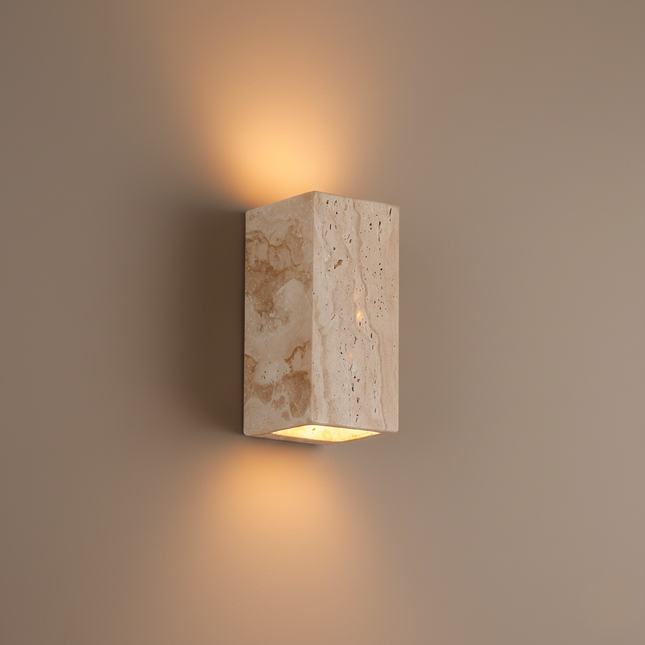 Natural Travertine Wall Light Sconce | Minimalist Design with Up-and-Down Glow for Indoor and Outdoor Ambiance 1