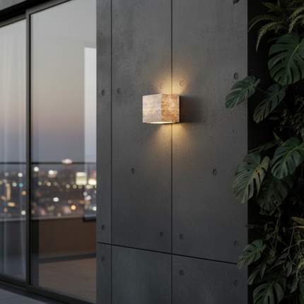 Natural Travertine Wall Light Sconce | Minimalist Design with Up-and-Down Glow for Indoor and Outdoor Ambiance 2