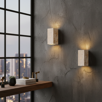 Natural Travertine Wall Light Sconce | Minimalist Design with Up-and-Down Glow for Indoor and Outdoor Ambiance 6