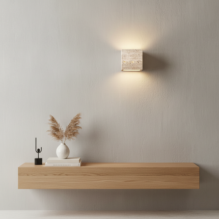 Natural Travertine Wall Light Sconce | Minimalist Design with Up-and-Down Glow for Indoor and Outdoor Ambiance 8
