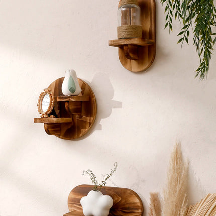 Natural Wood Floating Wall Shelf with Unique Grain | Stylish Decor for Small Spaces 1