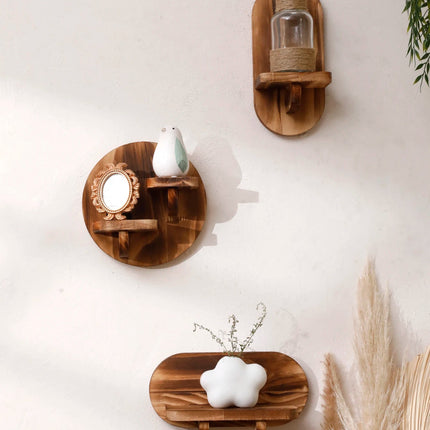 Natural Wood Floating Wall Shelf with Unique Grain | Stylish Decor for Small Spaces 2