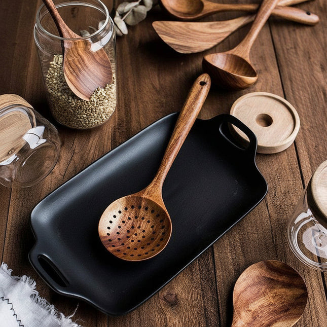 Natural Wood | Cooking Utensils Set with Food-Grade Finish | Non-Scratch Tools for Safe and Stylish Cooking 1