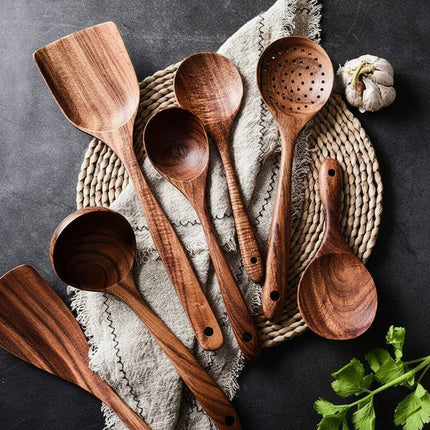 Natural Wood | Cooking Utensils Set with Food-Grade Finish | Non-Scratch Tools for Safe and Stylish Cooking 2