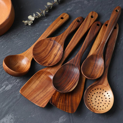Natural Wood | Cooking Utensils Set with Food-Grade Finish | Non-Scratch Tools for Safe and Stylish Cooking 3