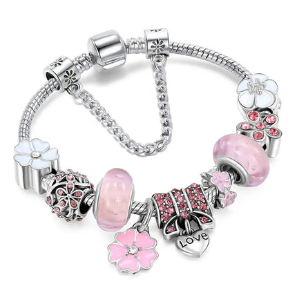 Nature's Elegance | Peach Blossom Charm Bracelet with Adjustable Fit | Timeless Design for Any Occasion 1