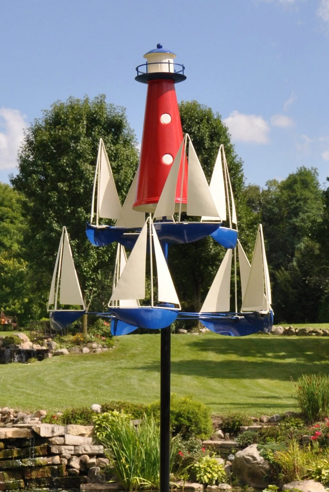 Nautical Wind Sculpture | Kinetic Art with Vibrant Colors | Unique Garden Decor for Lakeside Charm 1